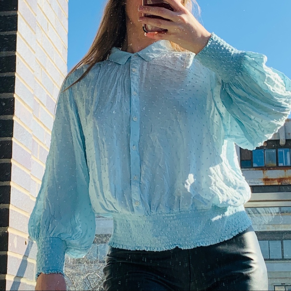 Anthropologie Maeve Turquoise Dramatic Bell Sleeve - Picture 14 of 16